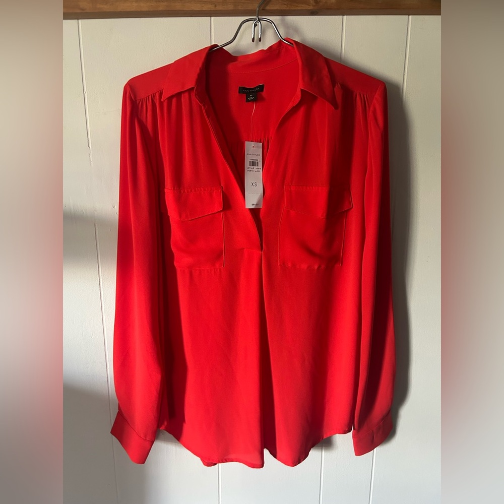 Ann Taylor Bold Red Blouse